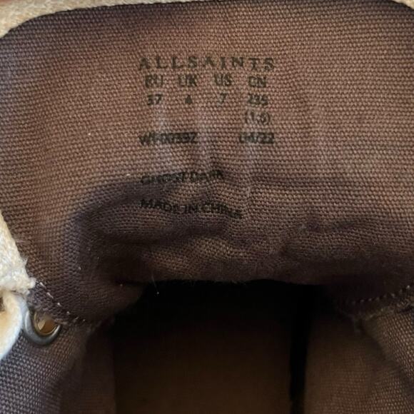 AllSaints Ghost Dana High Top Sneaker Canvas Lace Up Shoes White Cream Size 7 - Picture 3 of 16